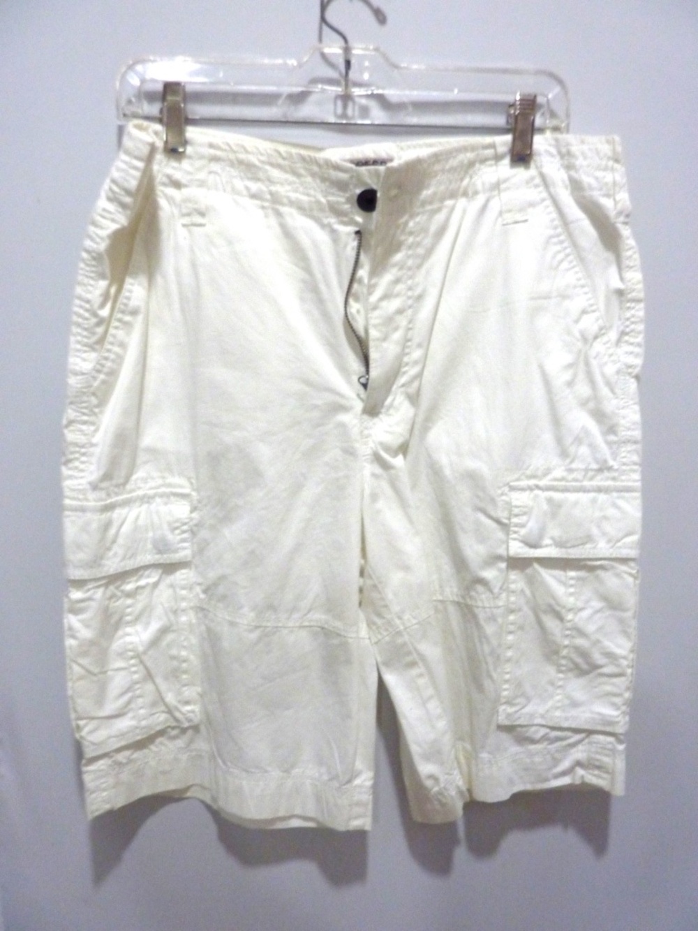 Express Shorts Mens 32 White Cargo Pockets Utility Baggy Skater Y2K Retro Cotton